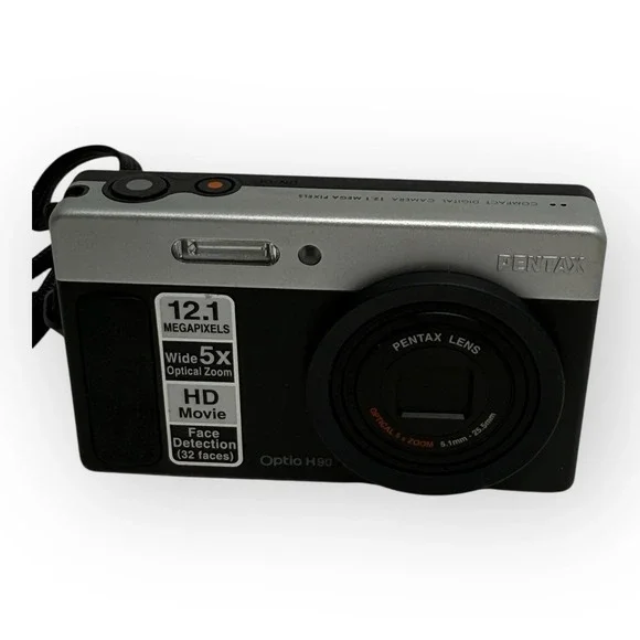 Pentax Optio H90 Digital Camera 12.1MP 5X Zoom w/ Box Case Charger Tested Works